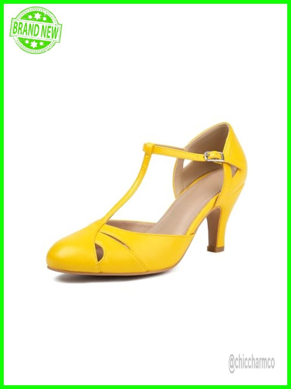 Vintage T Strap Closed Toe Block Heel Pumps Retro 1950s Shoes